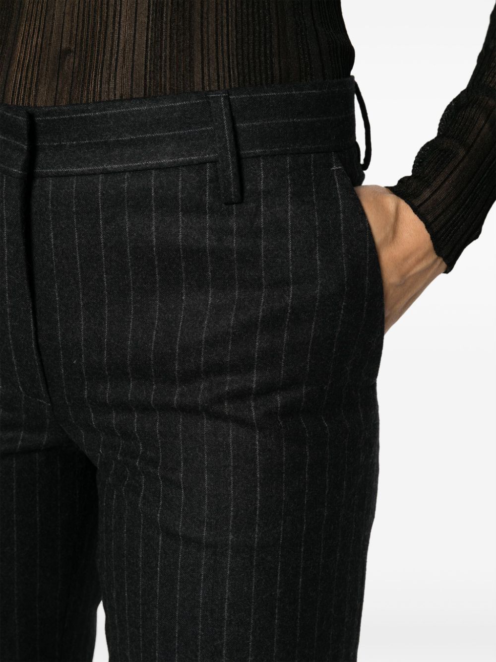 Pinstripped wool trousers