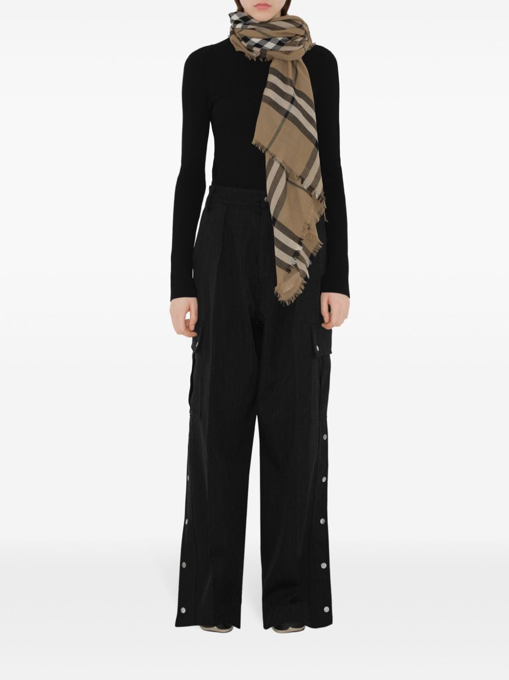 Giant check wool scarf