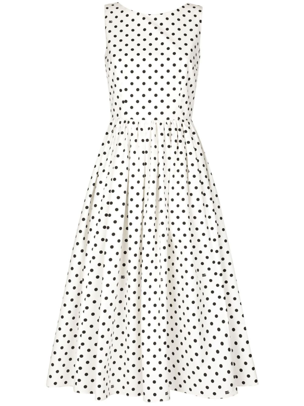 Dots print cotton midi dress
