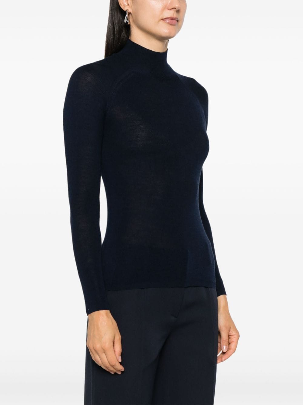 Wool and silk blend high-neck sweater