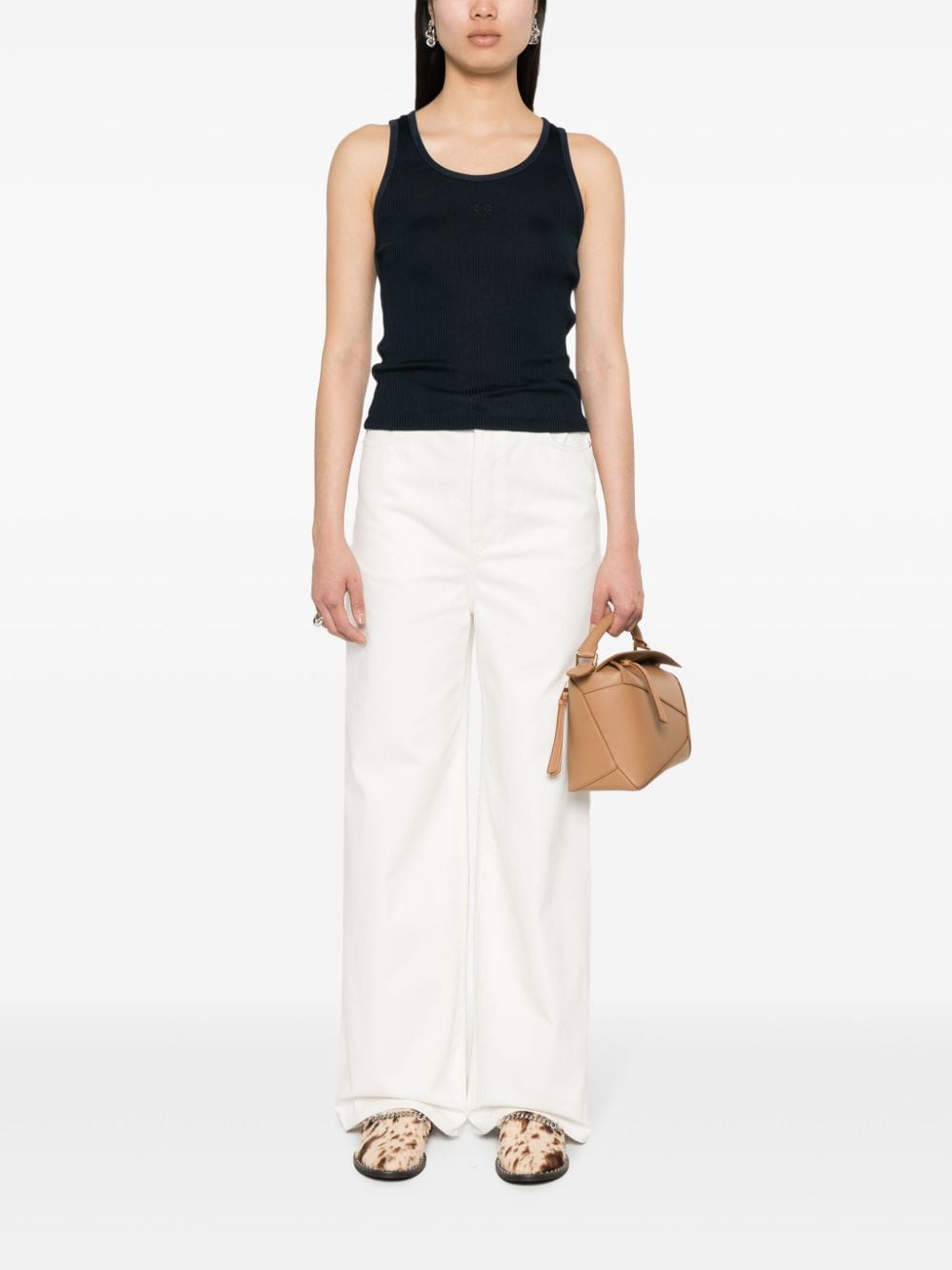 Logo ribbed tank top