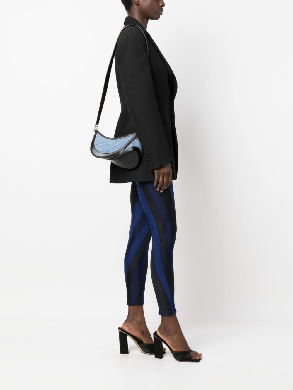 Spiral curve 01 denim shoulder bag