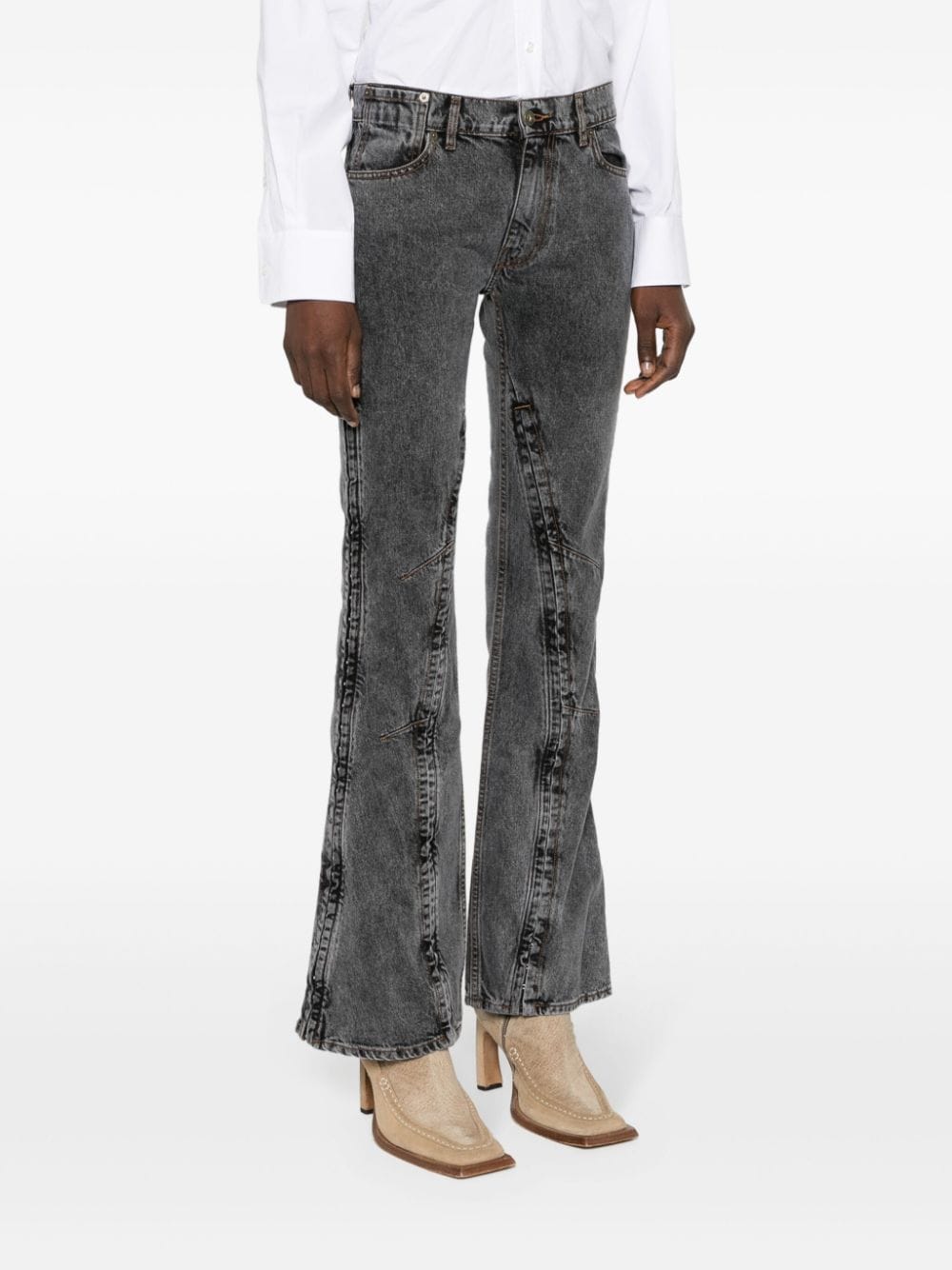 Evergreen hook and eye slim denim jeans