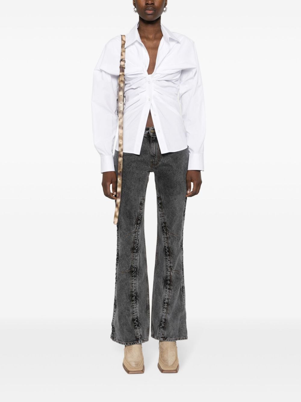 Evergreen hook and eye slim denim jeans