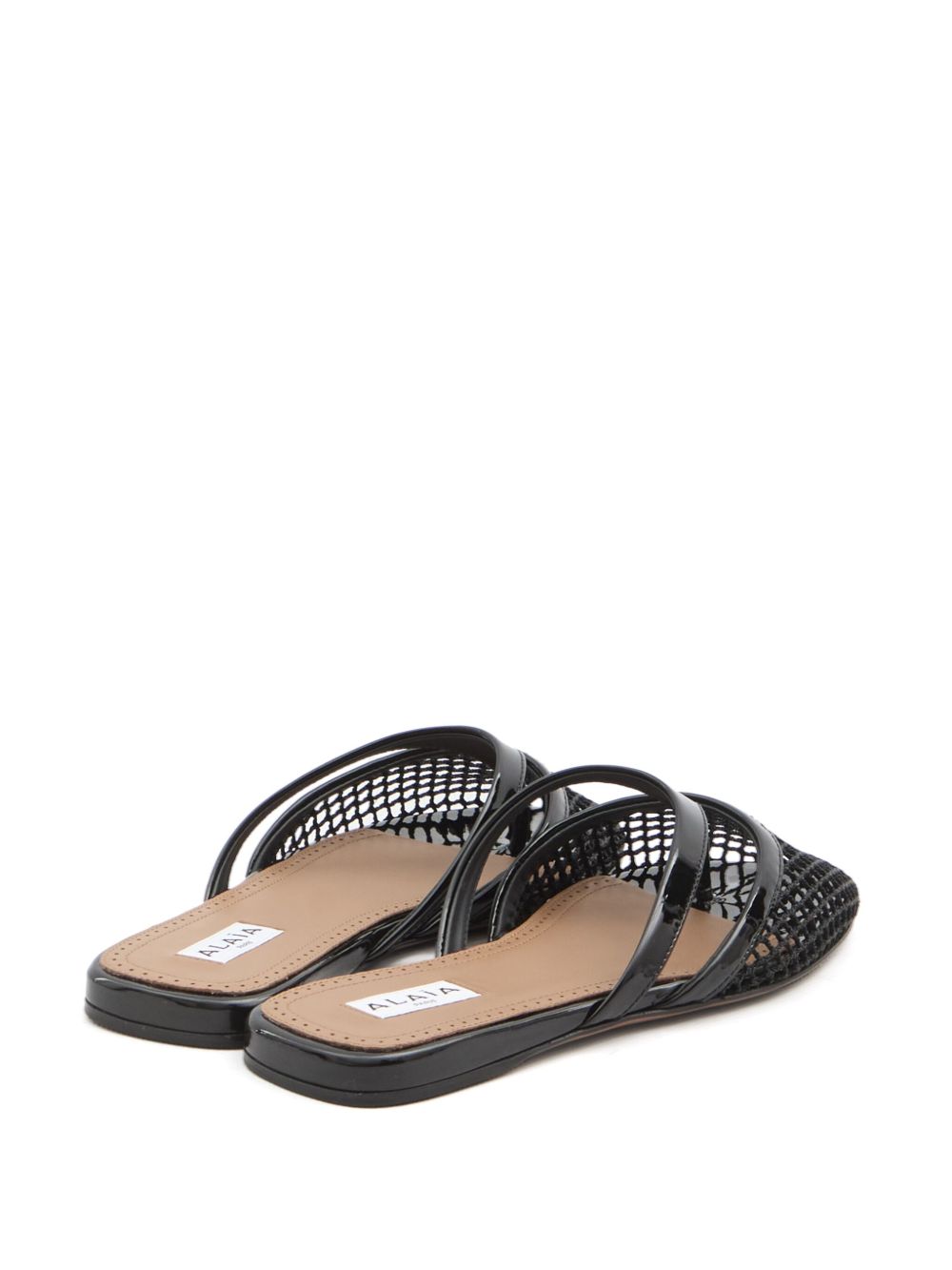 Leather and net mule sandals