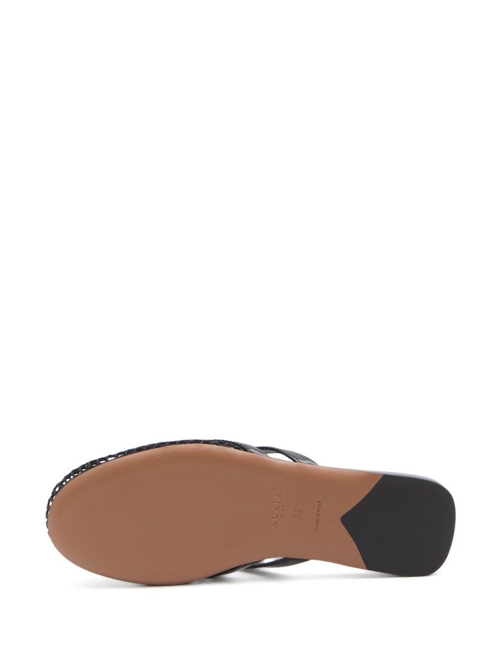 Leather and net mule sandals