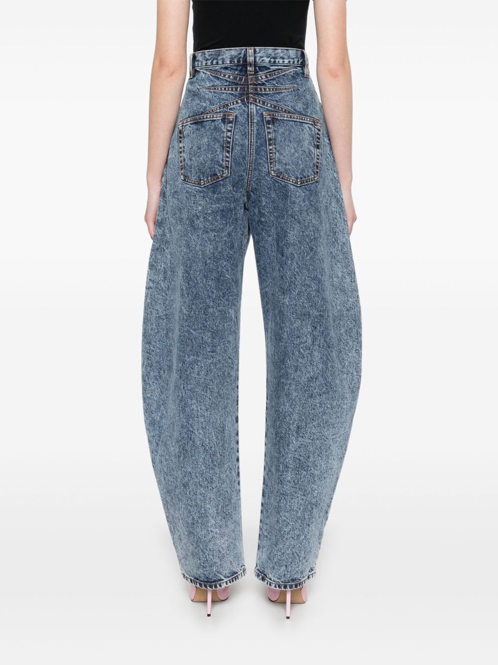 Round denim jeans