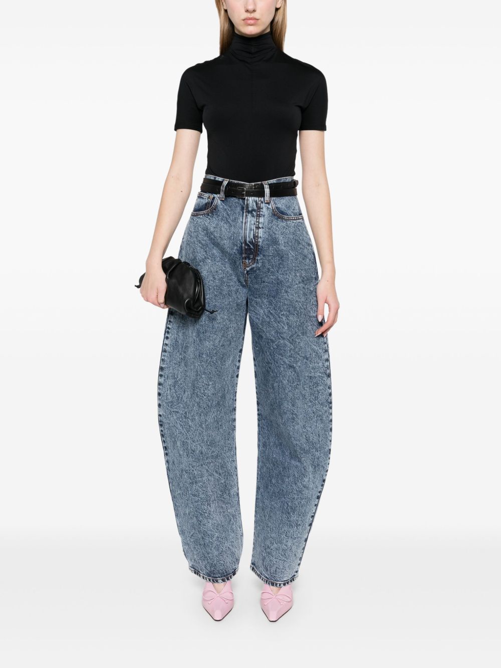 Round denim jeans