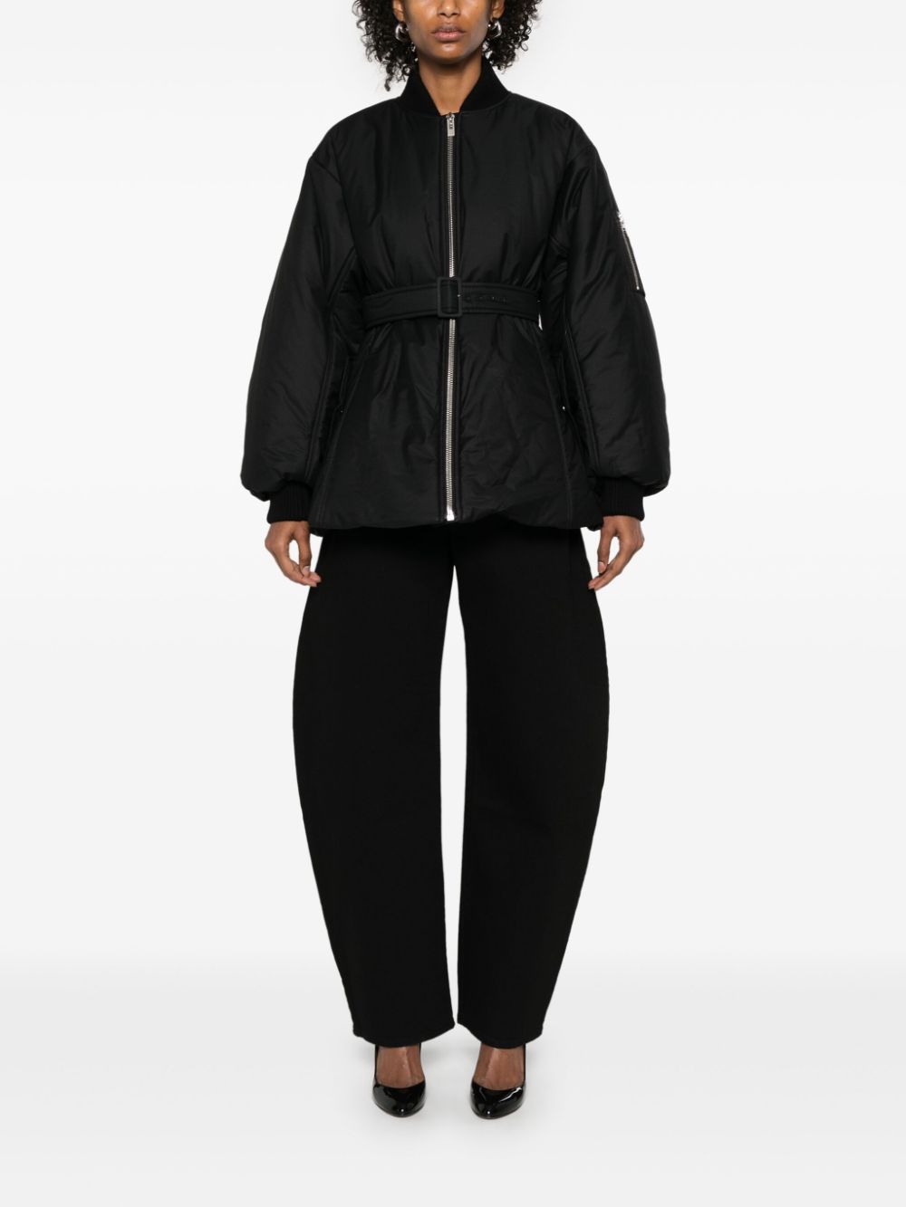 Belted bomber jacket