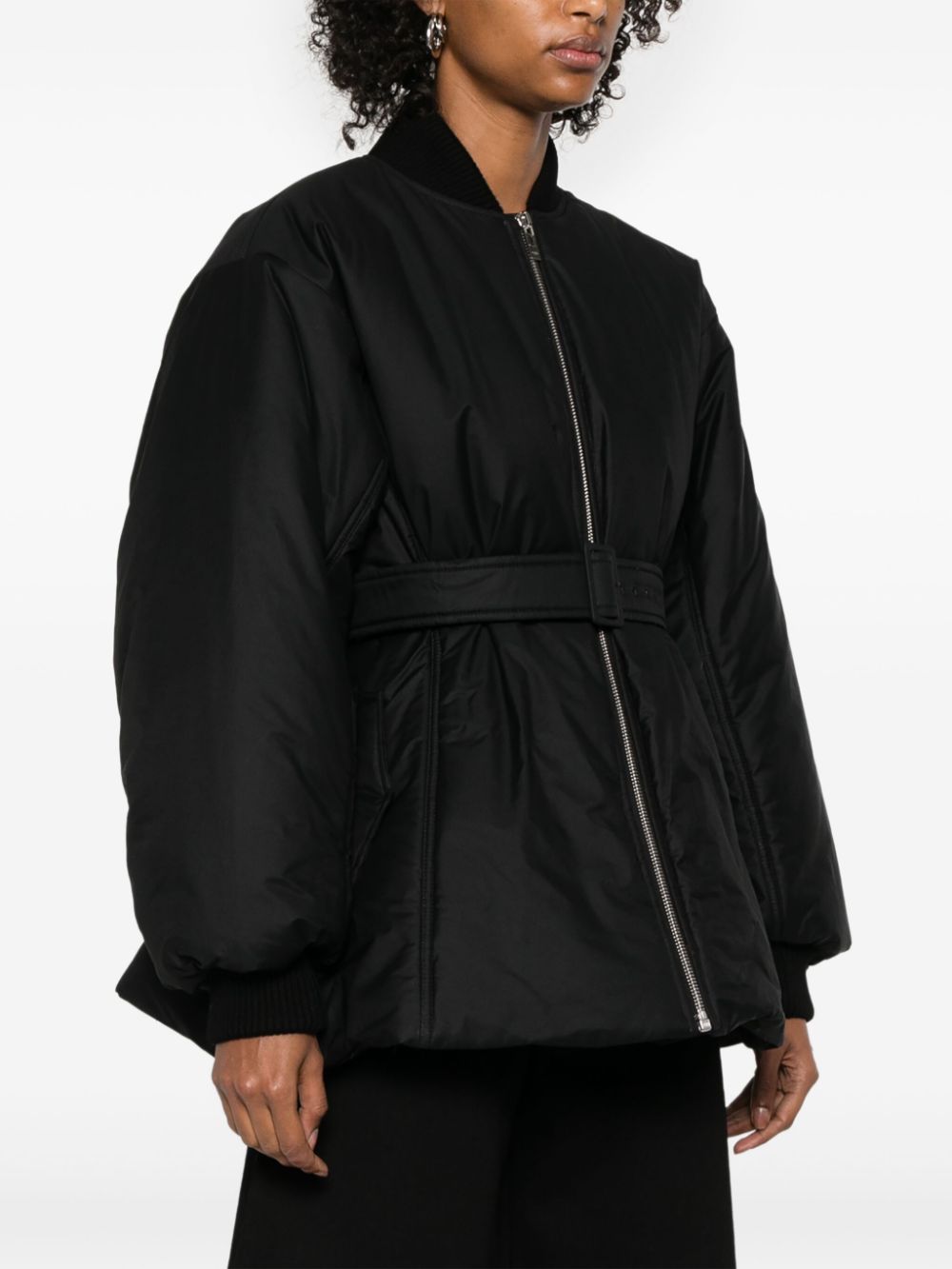 Belted bomber jacket