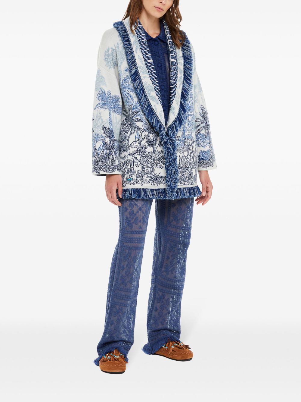 Jungle toile de jouy wool blend cardigan
