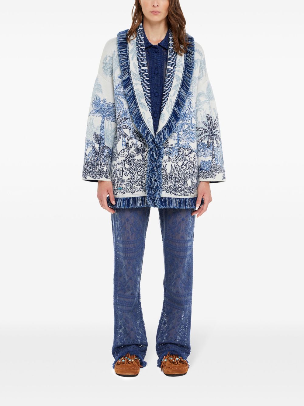 Jungle toile de jouy wool blend cardigan