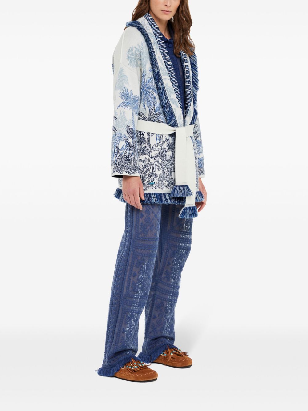 Jungle toile de jouy wool blend cardigan