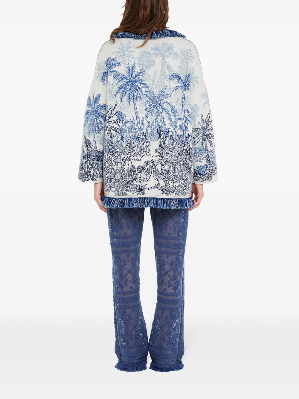 Jungle toile de jouy wool blend cardigan