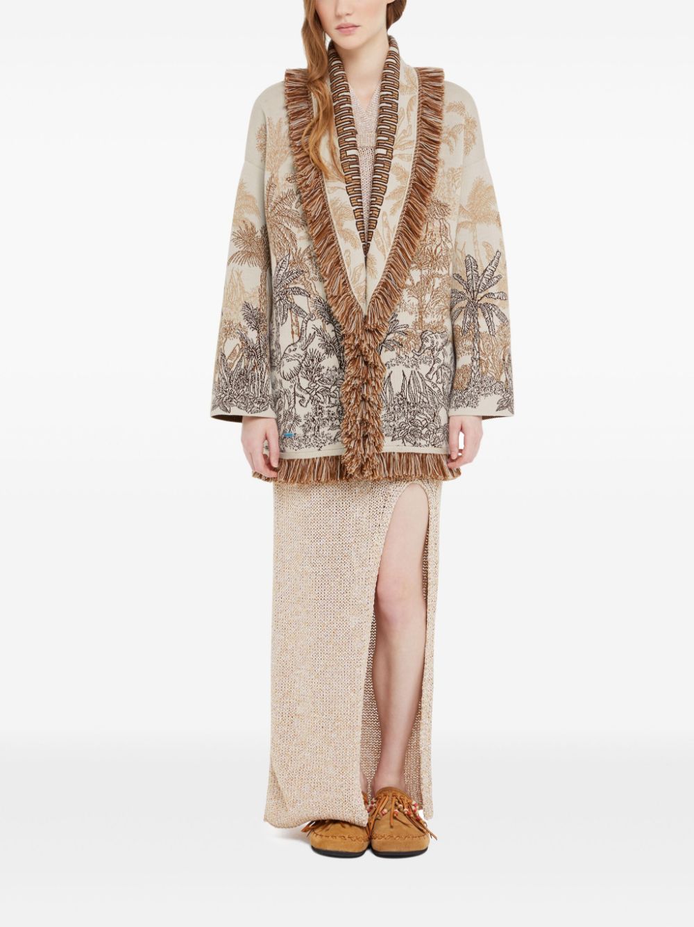 Jungle toile de jouy wool blend cardigan