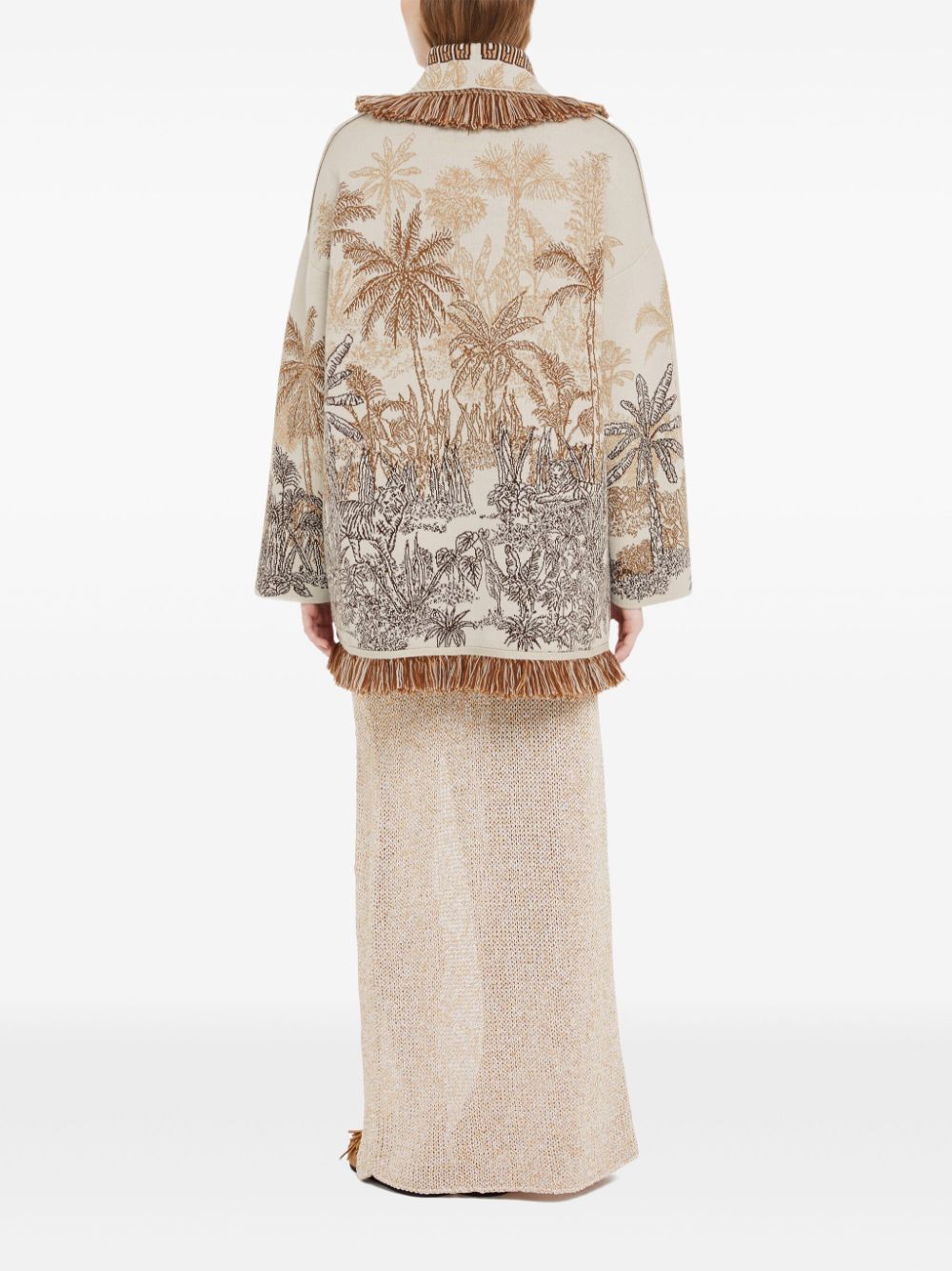 Jungle toile de jouy wool blend cardigan