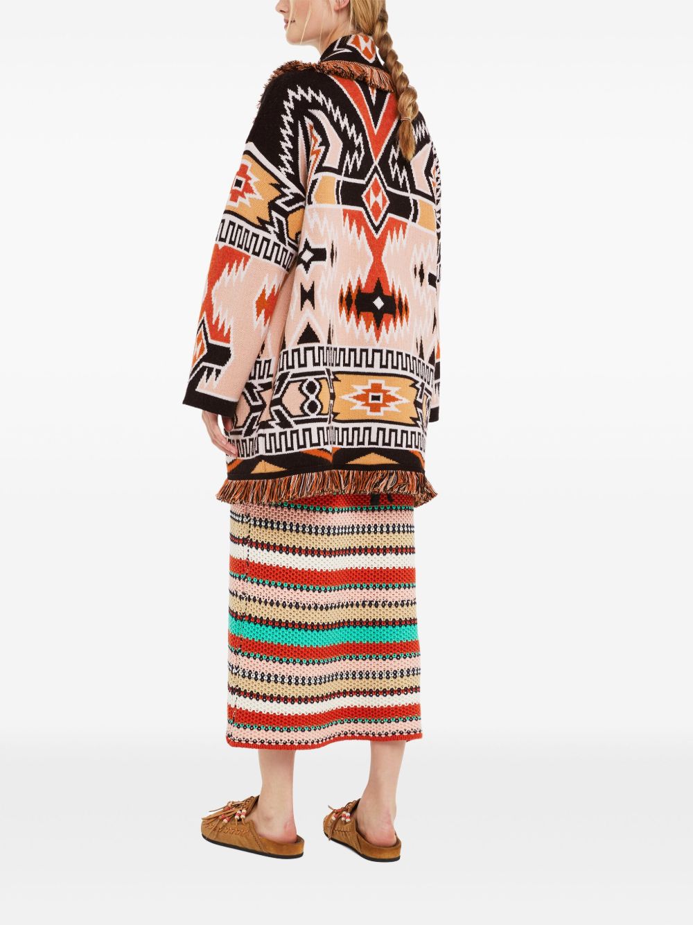 Geometric roots wool cardigan