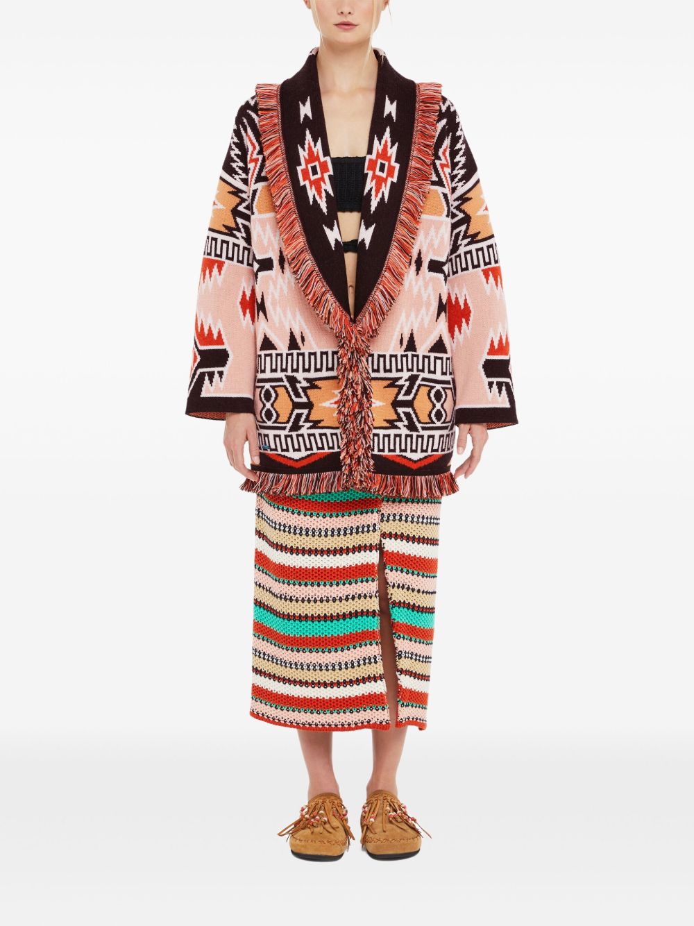 Geometric roots wool cardigan