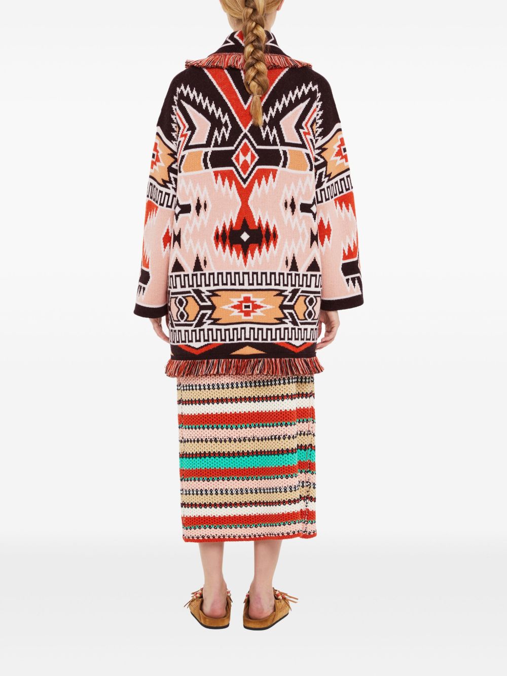 Geometric roots wool cardigan