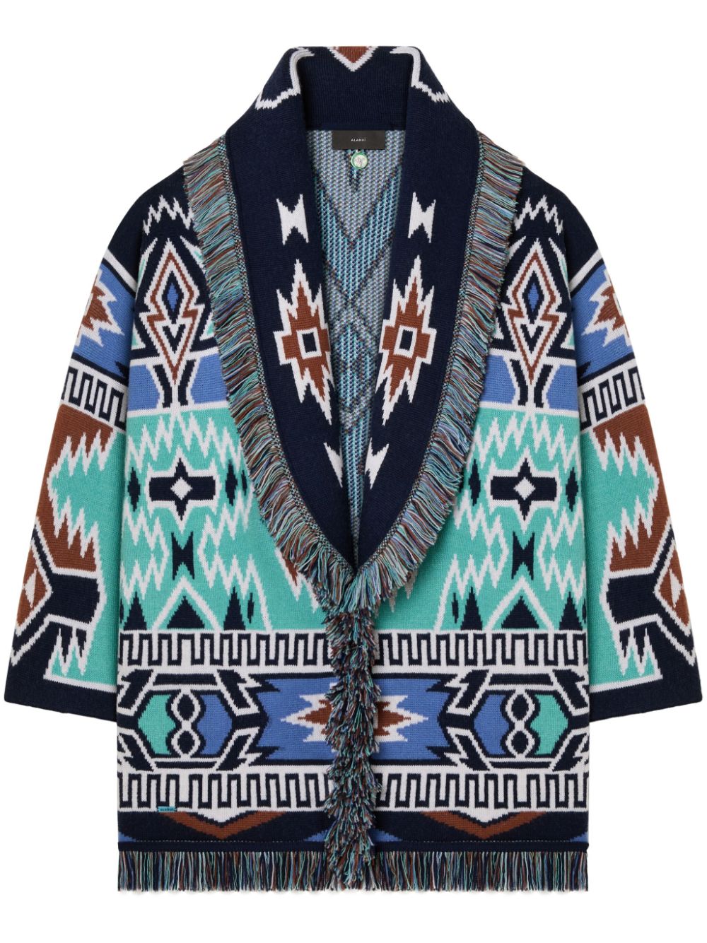 Geometric roots wool cardigan