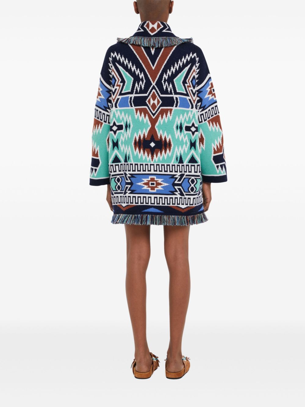 Geometric roots wool cardigan
