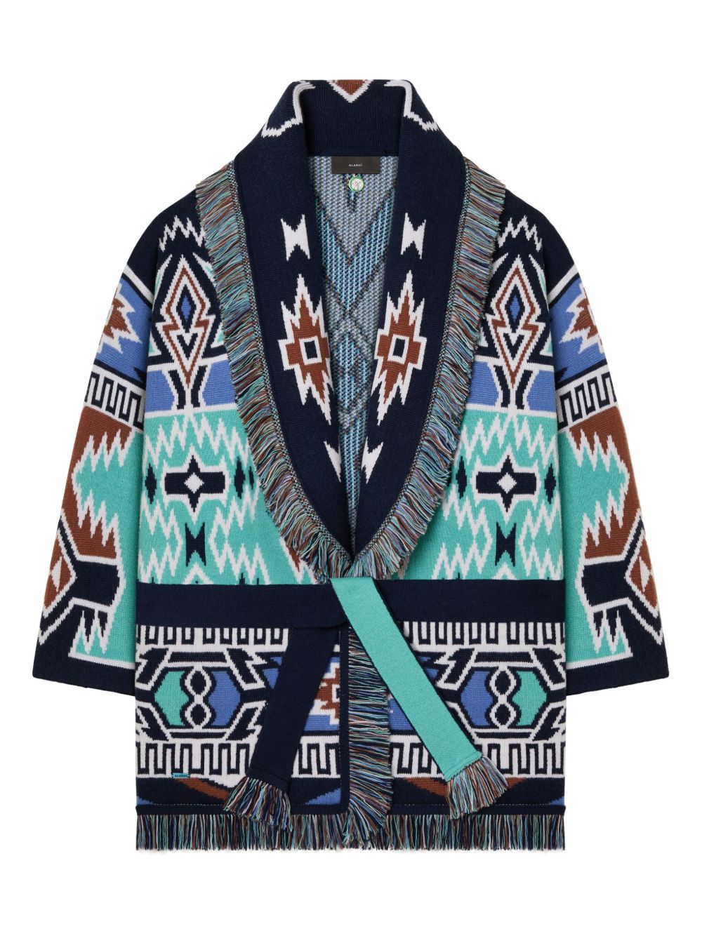 Geometric roots wool cardigan