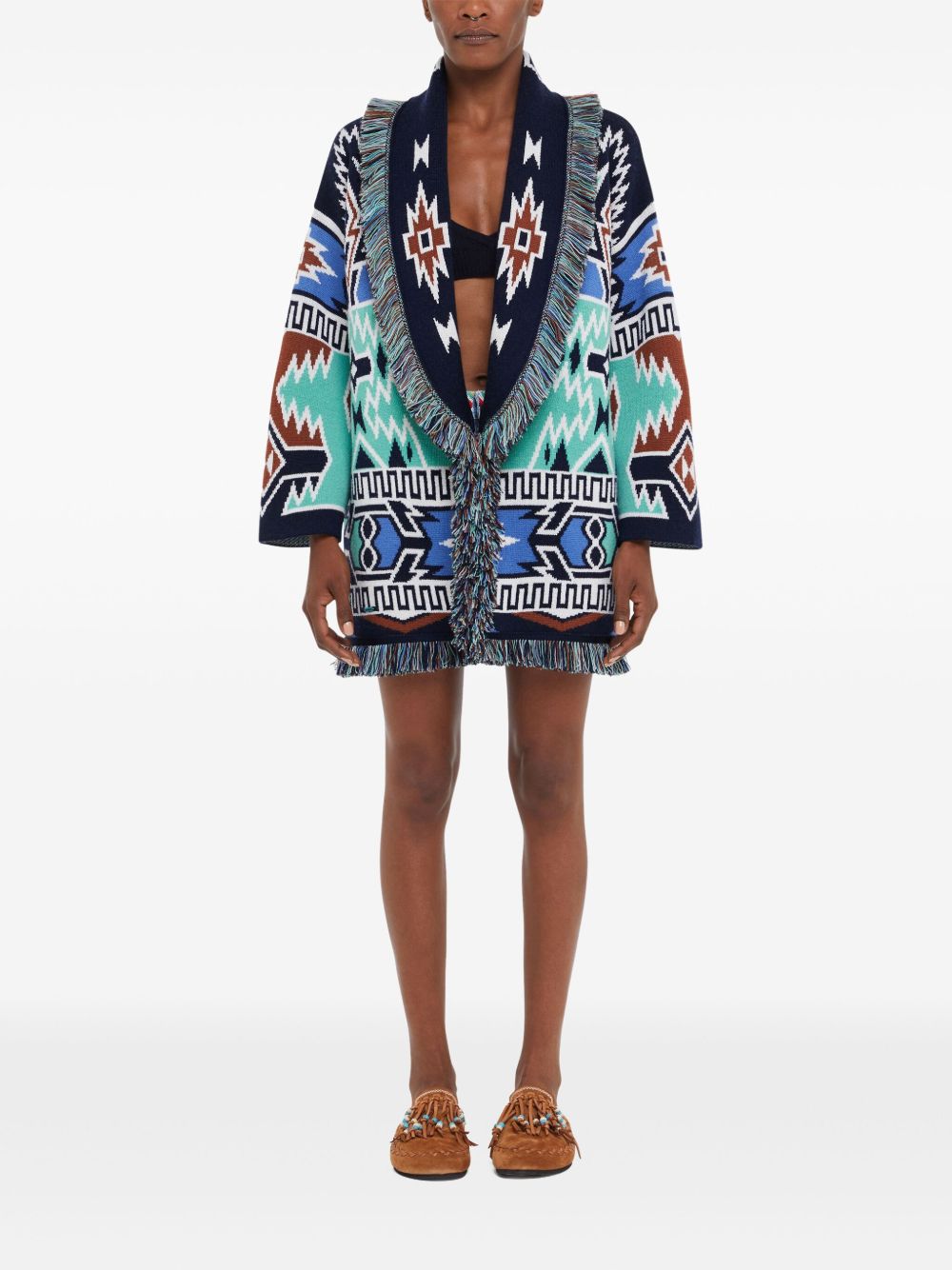 Geometric roots wool cardigan
