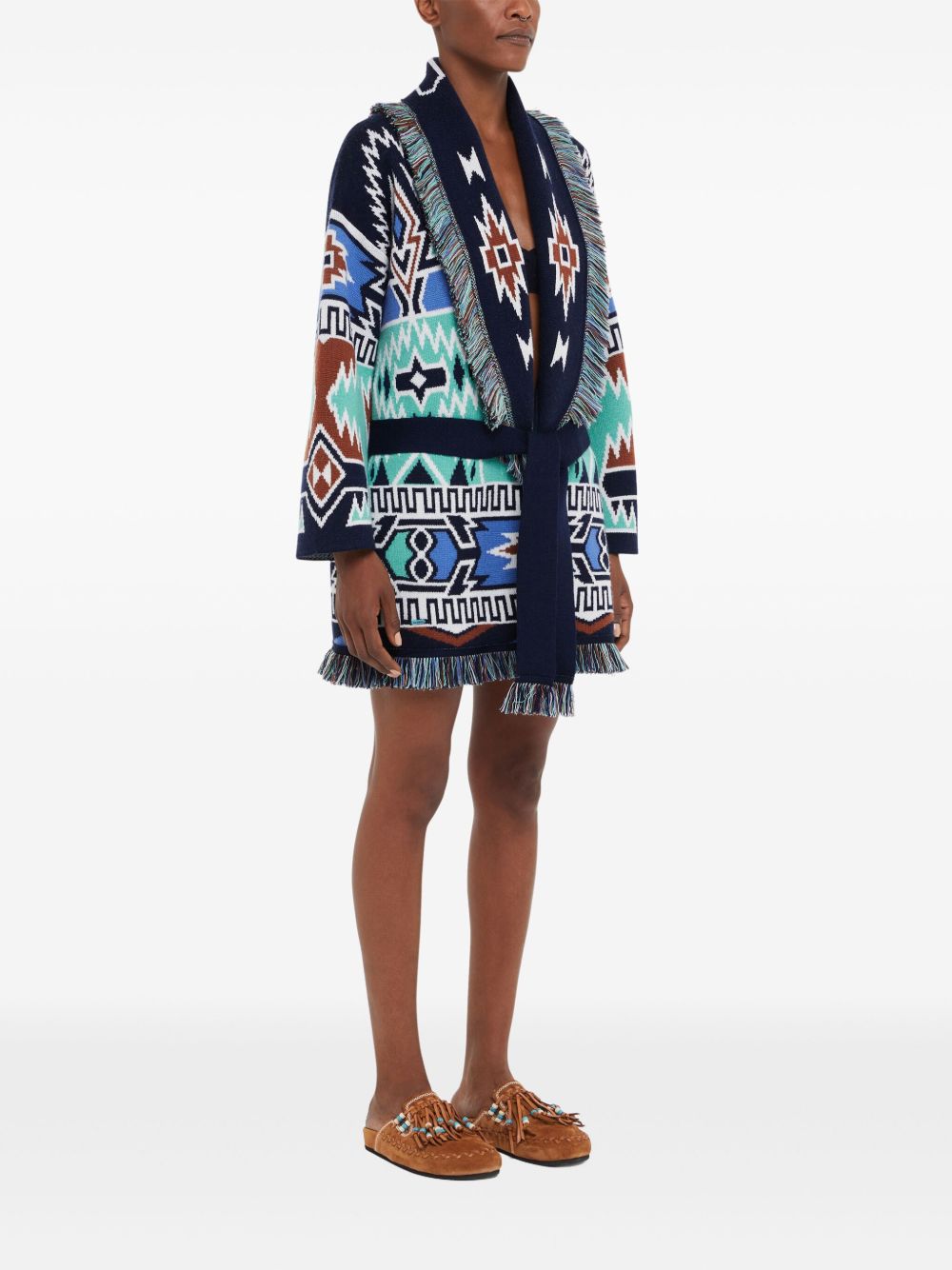 Geometric roots wool cardigan