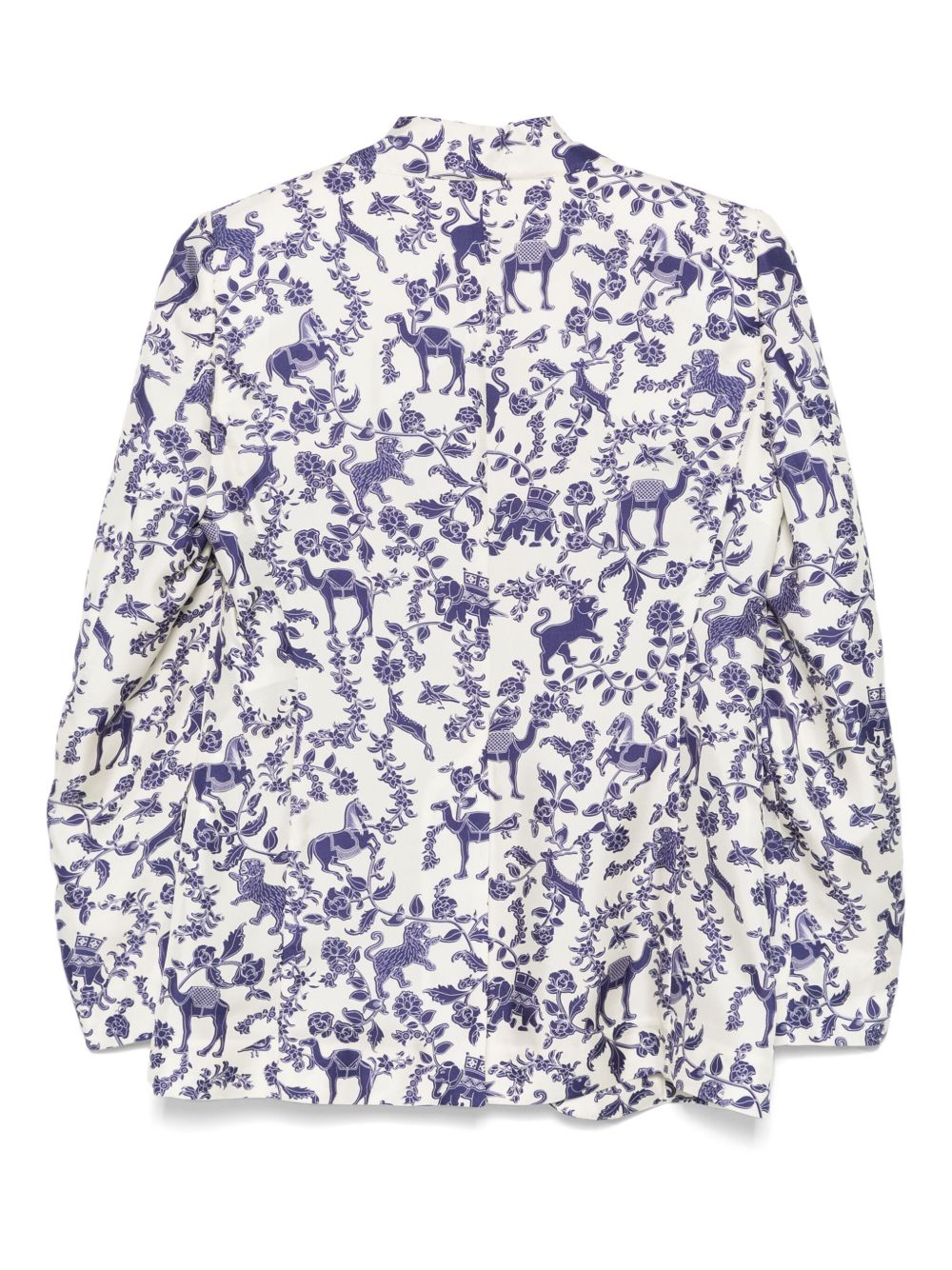 Printed silk double-breasted jacket