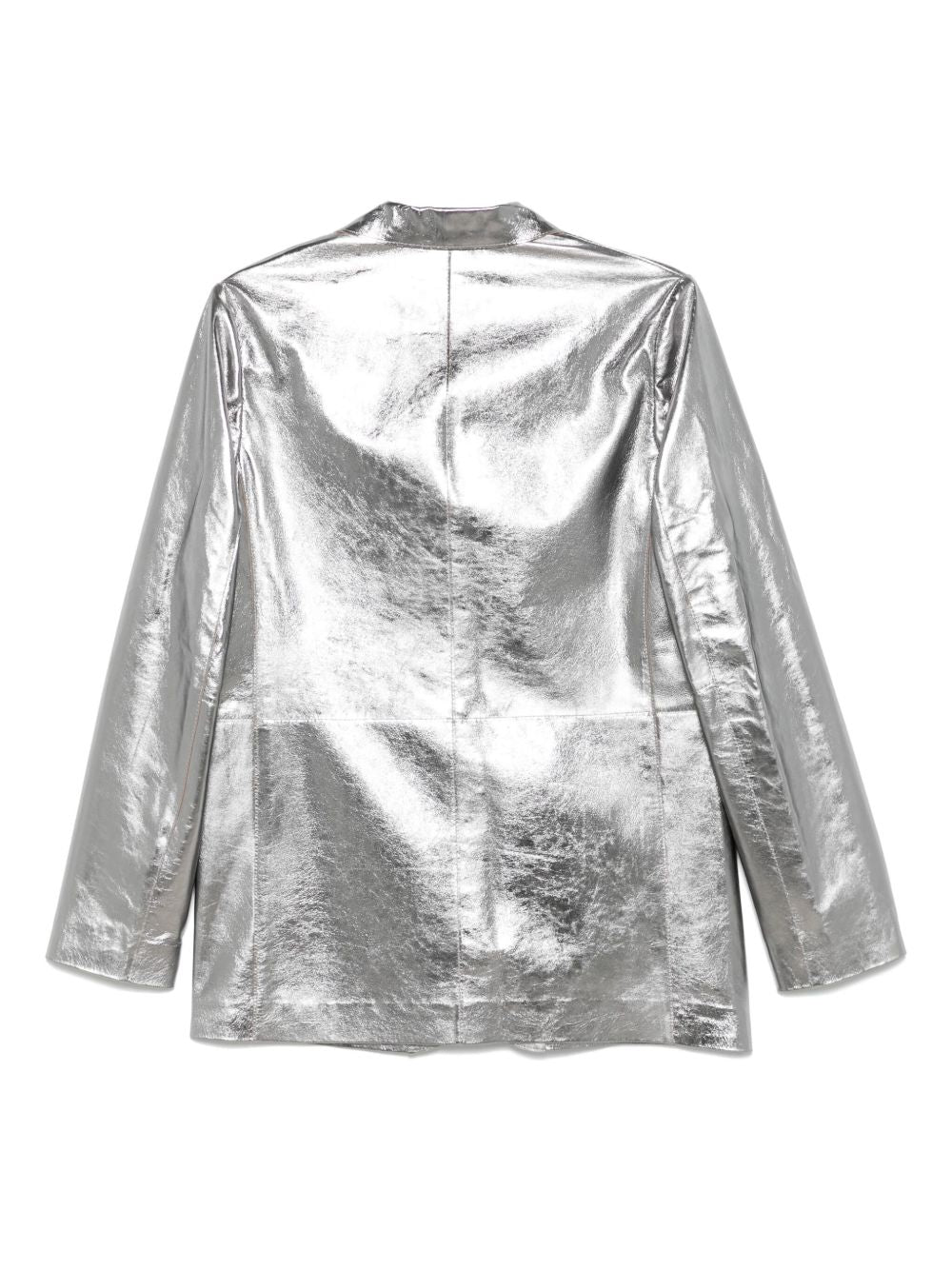 Leather single-breasted blazer jacket