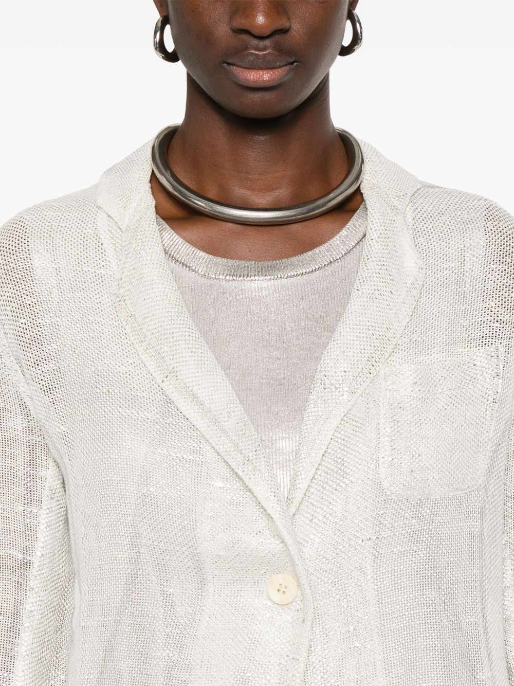Linen blend single-breasted jacket