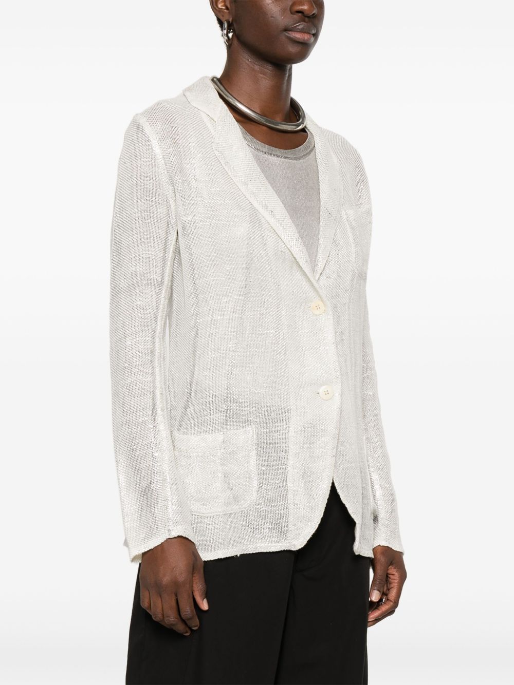 Linen blend single-breasted jacket