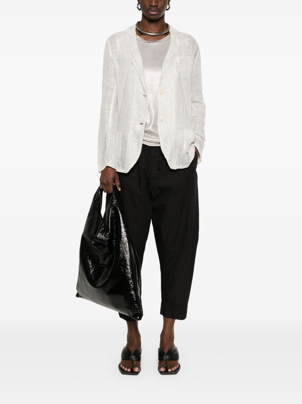 Linen blend single-breasted jacket
