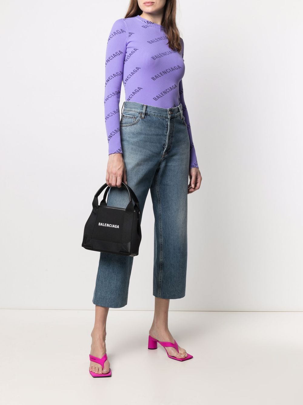 Navy cabas xs canvas tote bag