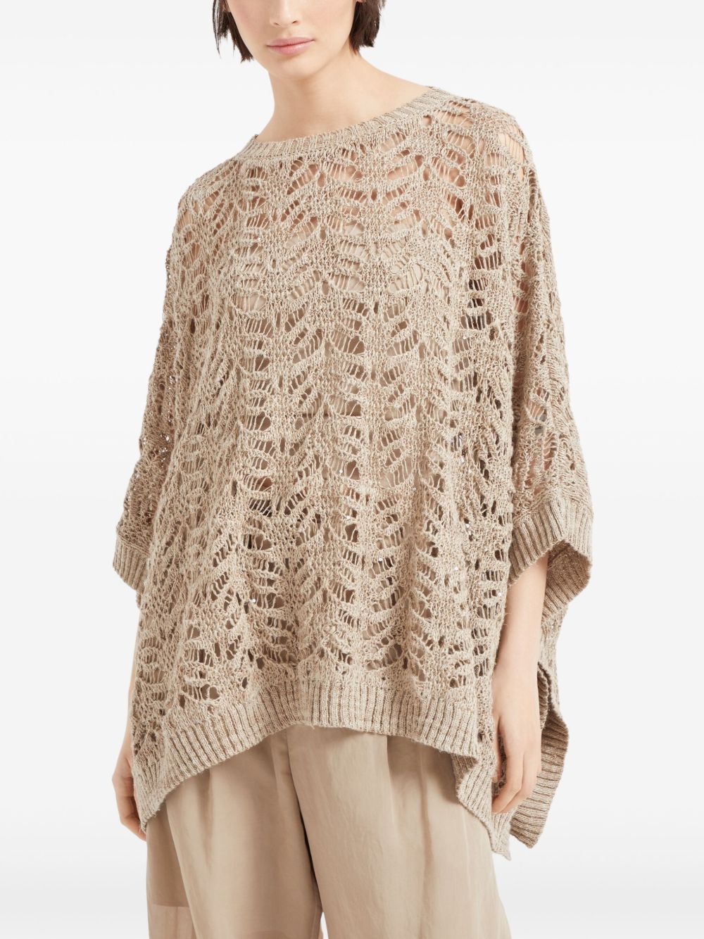 Linen blend boat-neck sweater