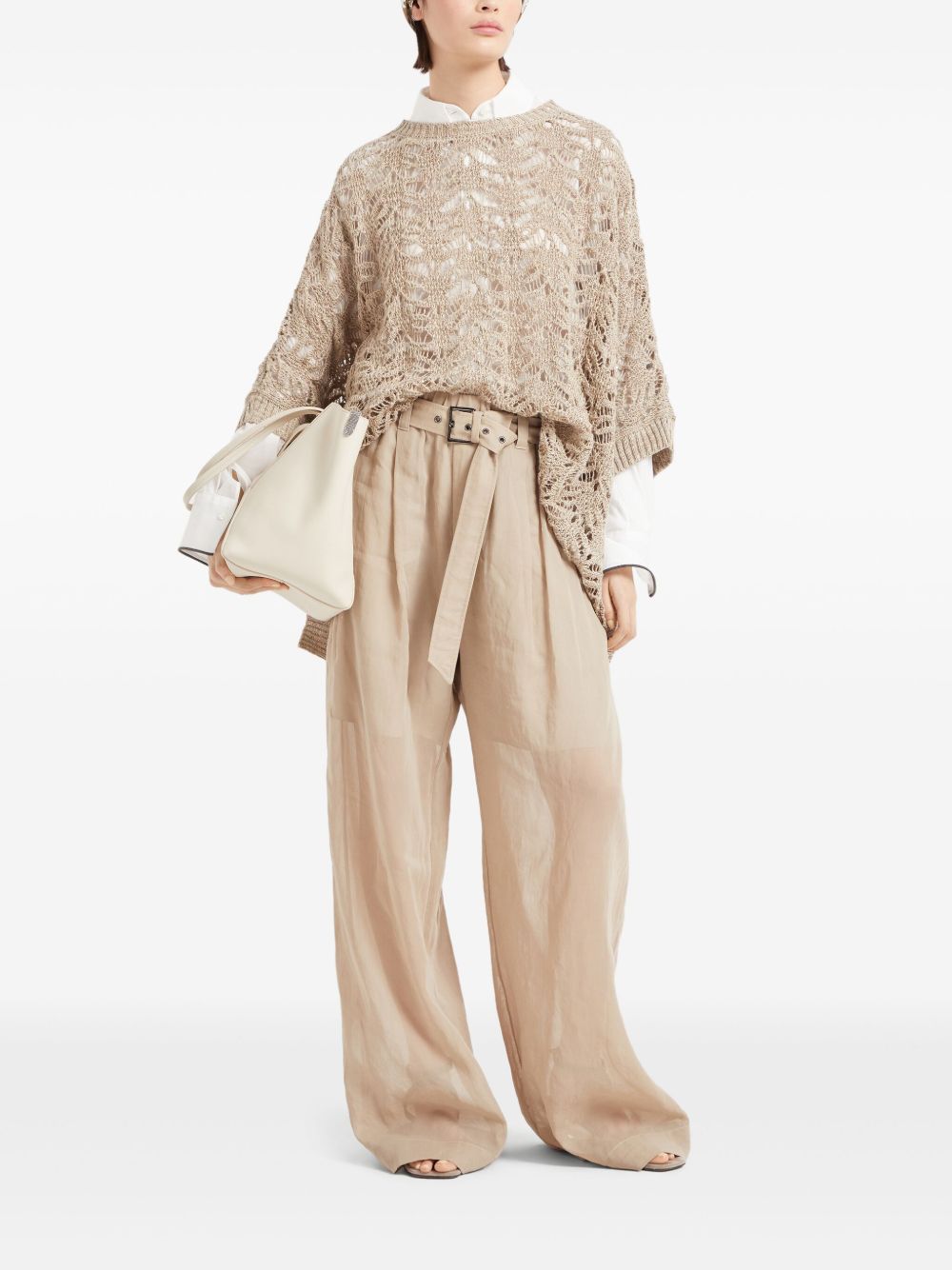 Linen blend boat-neck sweater