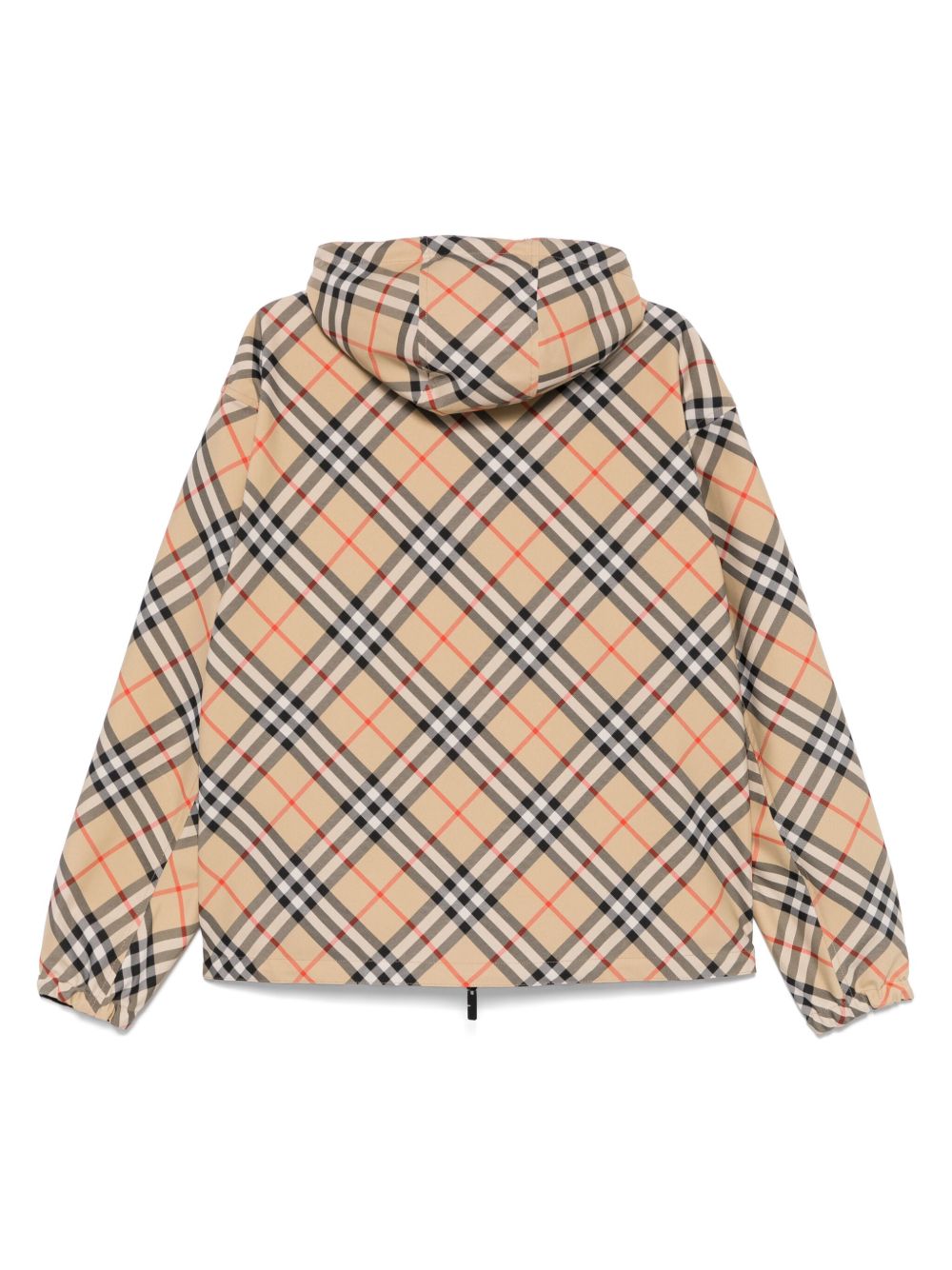 Check motif hooded jacket