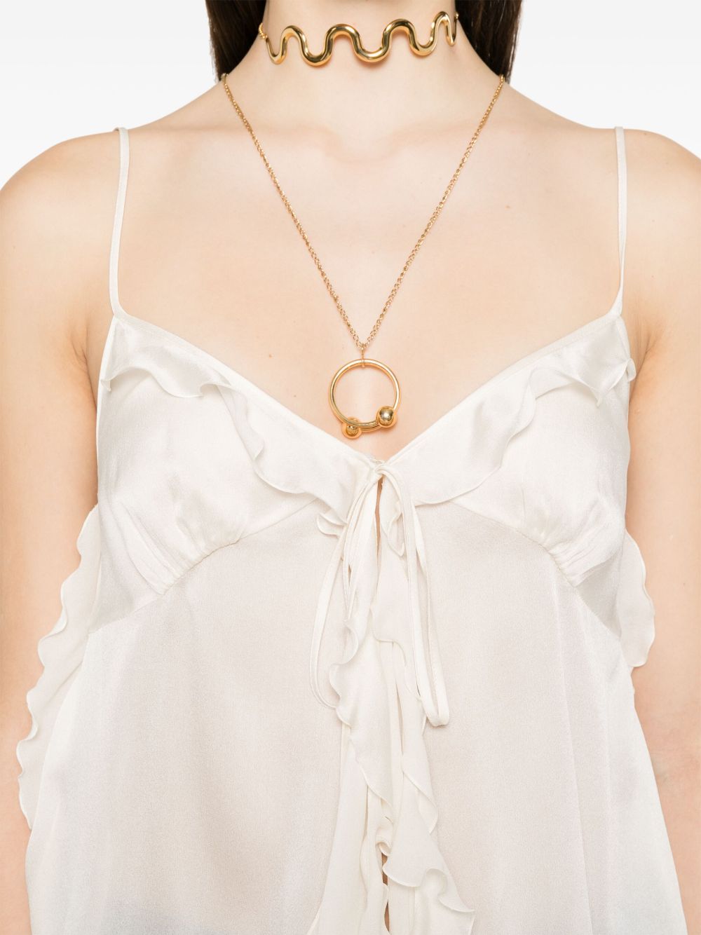Ruffled silk top