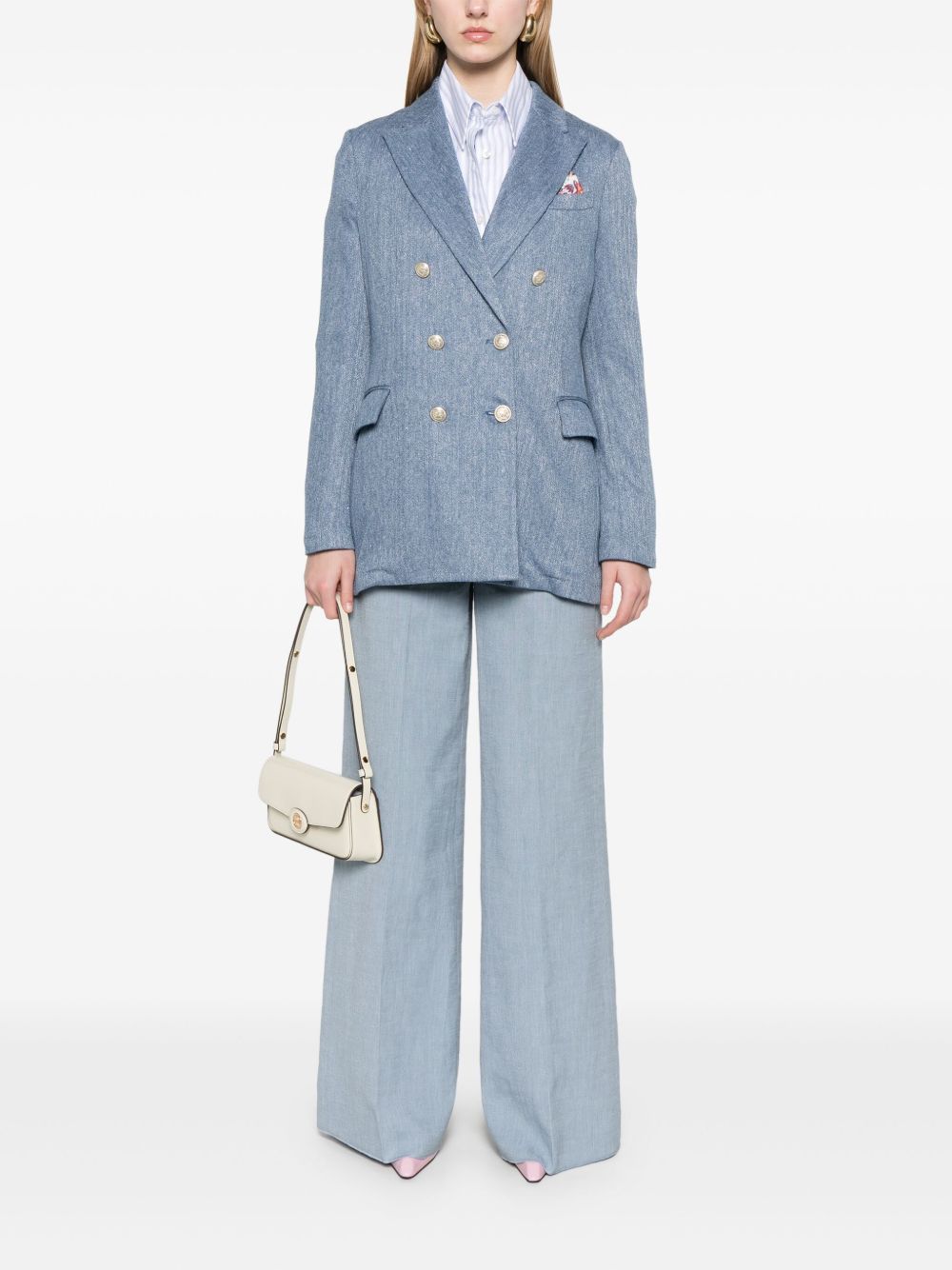 Linen and cotton double-breasted jacket