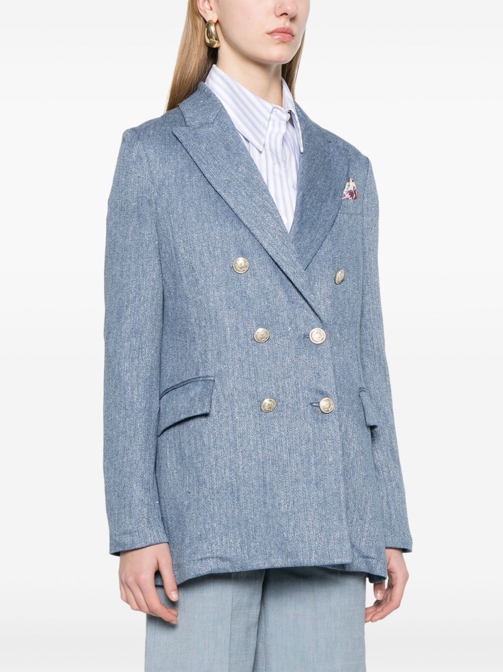 Linen and cotton double-breasted jacket