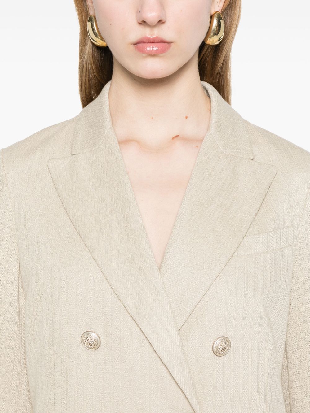 Linen and cotton double-breasted jacket