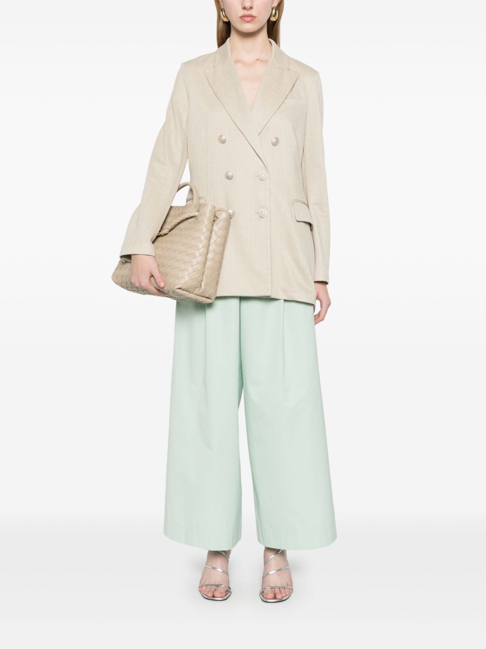 Linen and cotton double-breasted jacket