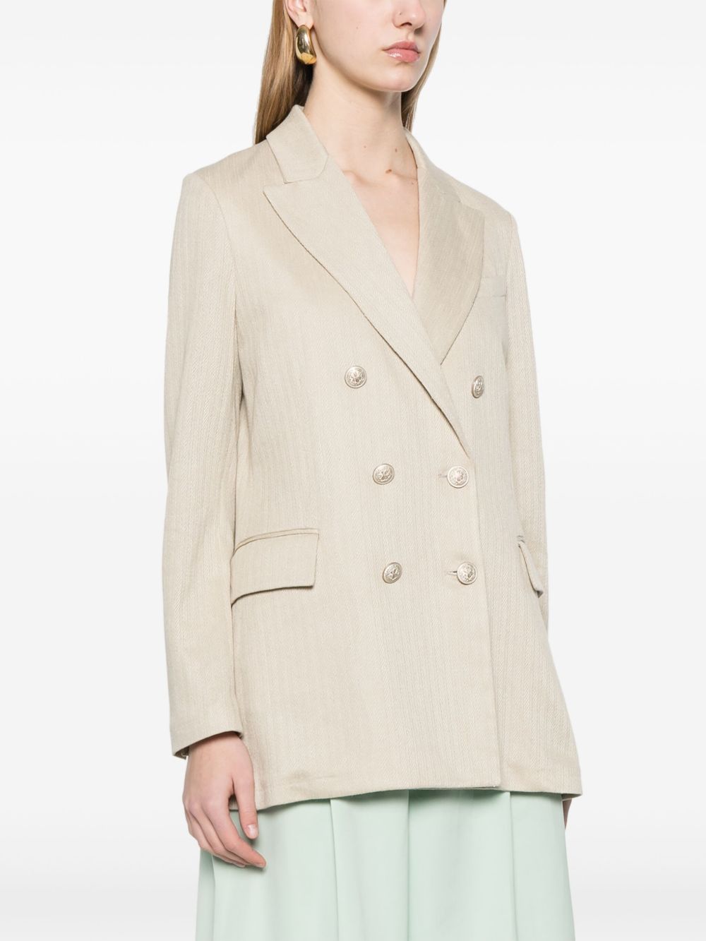 Linen and cotton double-breasted jacket