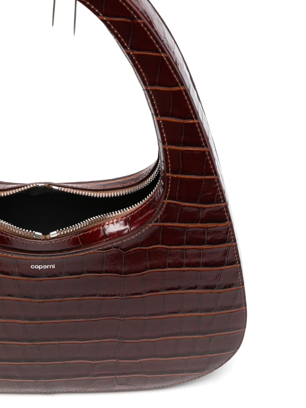 Swipe baguette leather shoulder bag