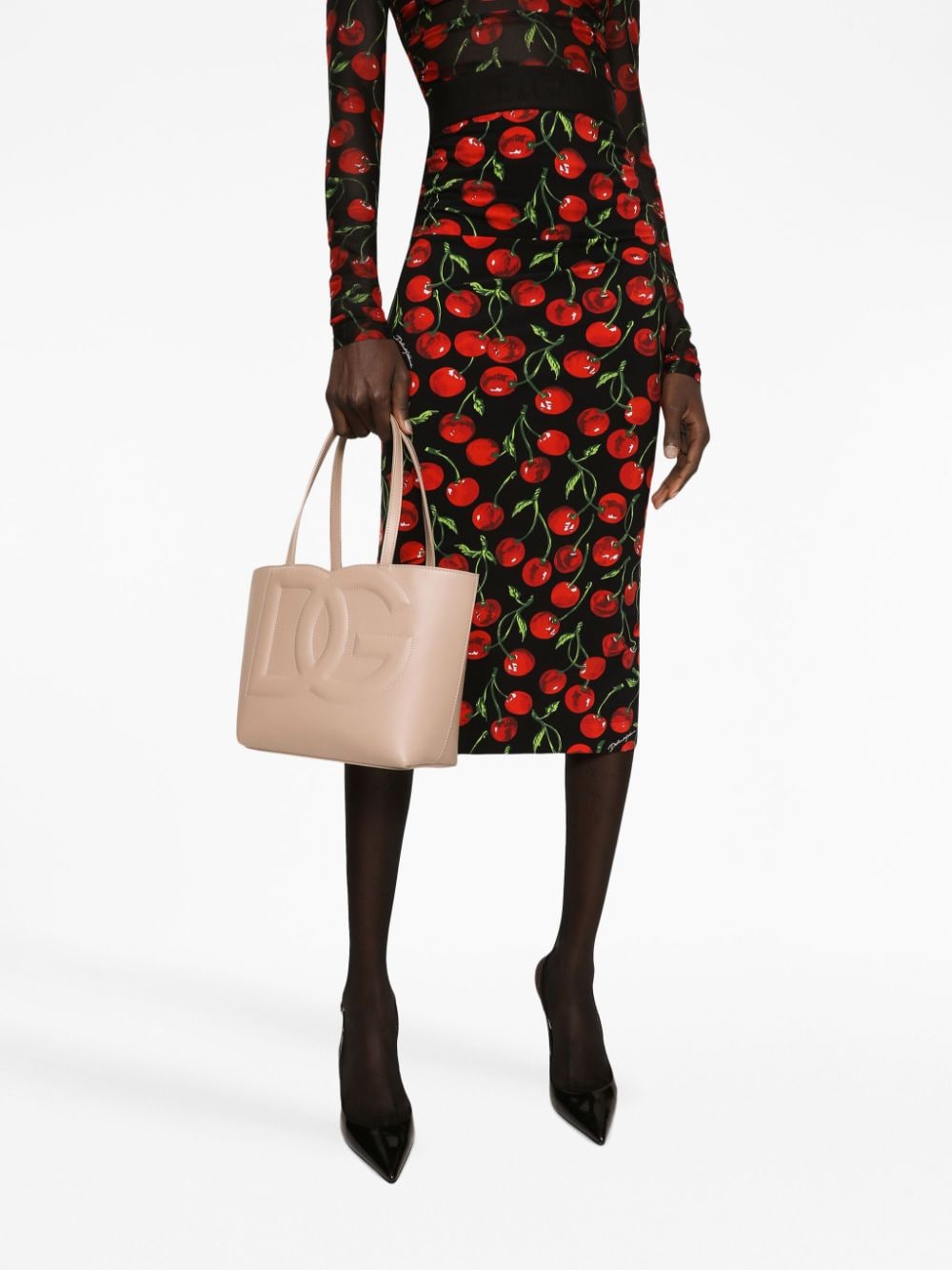 Dg logo small leather tote bag