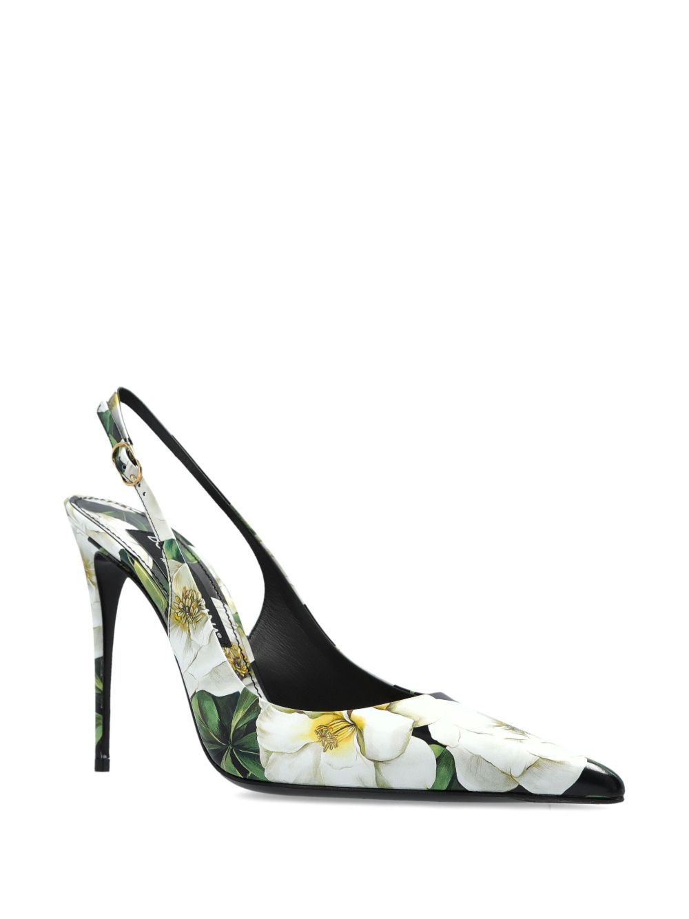 Printed leather slingback pumps