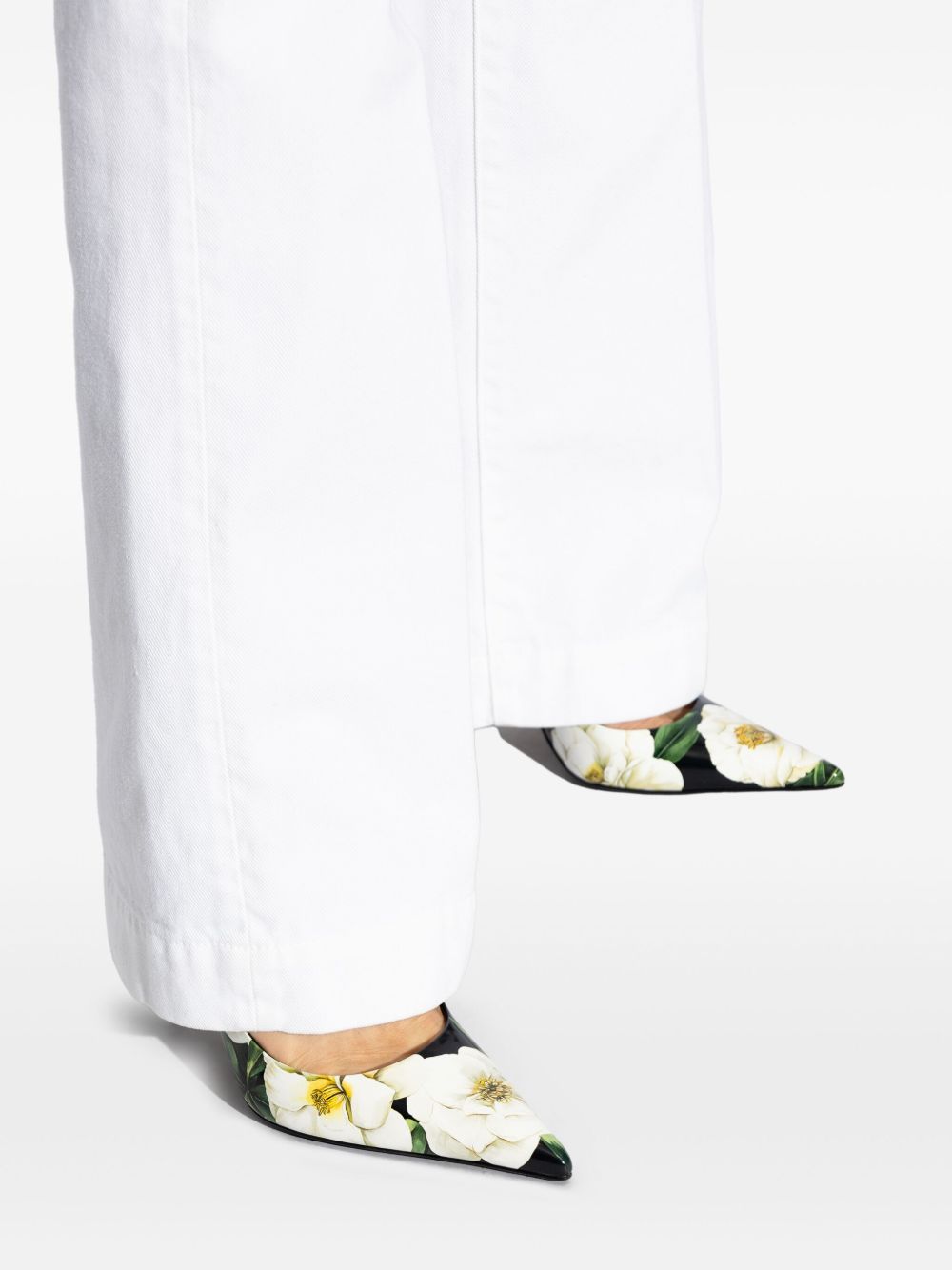 Printed leather slingback pumps