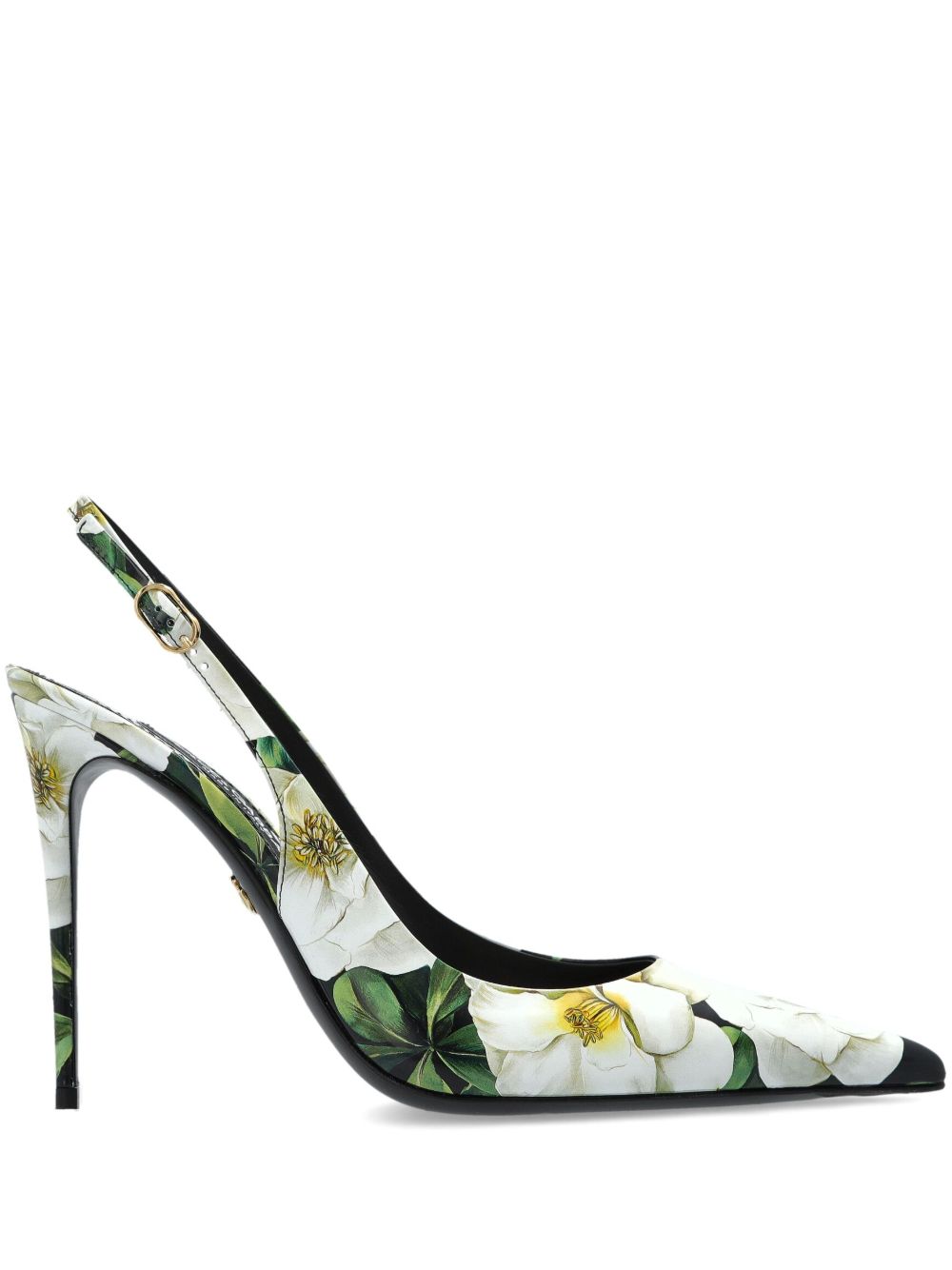 Printed leather slingback pumps