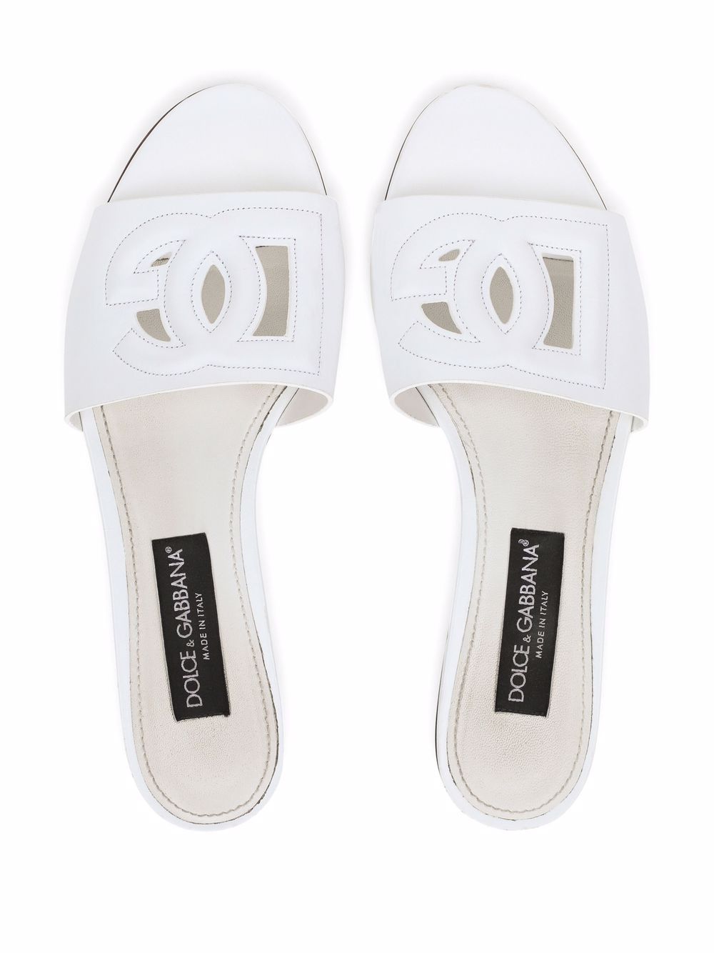 Dg logo leather flat sandals