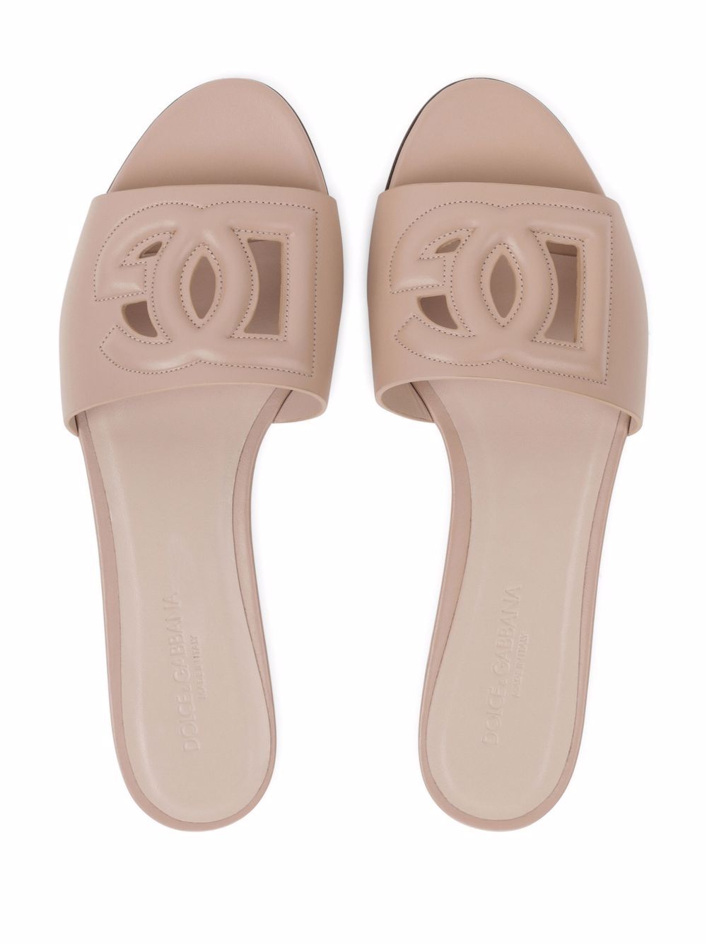 Dg logo leather flat sandals